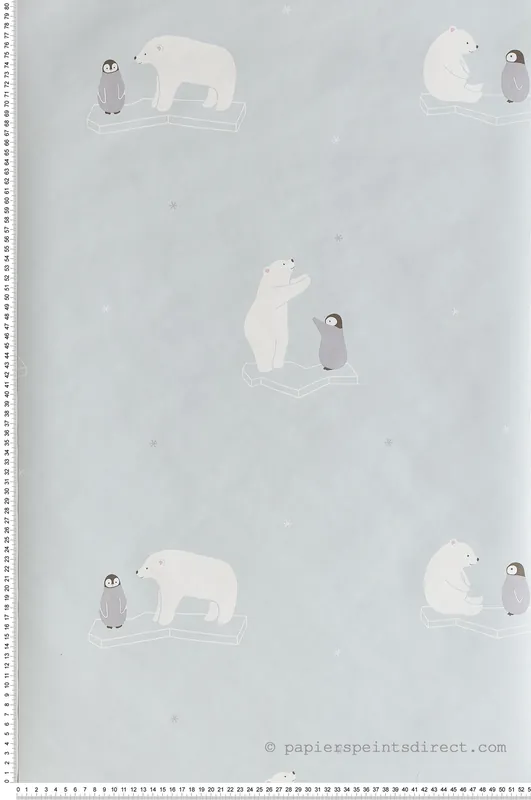 Papier peint enfant Ours polaire bleu - Happy Dreams de Casadéco Réf. HPDM82826126 Affaire À Saisir