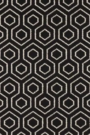 Moquette passage d‘escalier - Motif hexagonal noir et blanc Top Vente