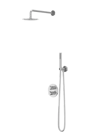 Achat Immédiat IVY Pact Ensemble de douche pluie - encastré - inverseur d’arrêt 2 voies - bras de plafond 30 cm - tête de douche slim ronde 30 cm - support avec sortie - flexible de douche 150 cm - douchette à main bâton - Chrome
