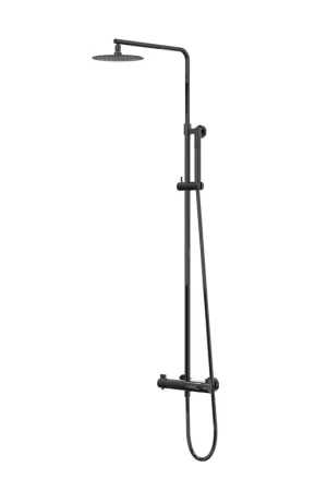 Acheter Direct IVY Pact Ensemble de douche de pluie - apparent - pomme de douche principale medium 20 cm - douchette satin spray - Chrome noir PVD