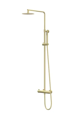 Affaire À Saisir IVY Pact Ensemble de douche de pluie - apparent - tête de douche slim 30 cm - douchette satin spray - or brossé mat PVD