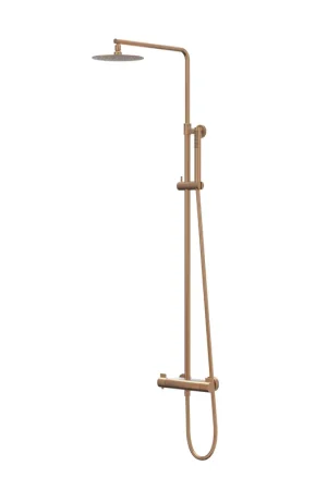 Vente Flash IVY Pact Ensemble de douche de pluie - apparent - pomme de douche medium 20 cm - douchette à main 3 jets - cuivre brossé mat PVD