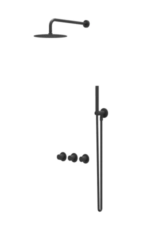 Achetez Aujourd'hui IVY Bond Ensemble de douche pluie - encastré - symmetry - 2 robinets d‘arrêt - bras de plafond 15cm - tête de douche slim 25cm - barre de douche avec sortie - flexible de douche 150cm - douchette satin spray - Noir mat PED