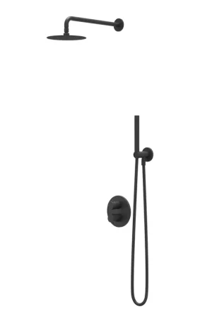 Achat Immédiat IVY Bond Ensemble de douche pluie - encastré - inverseur-arrêt 2 voies - bras de plafond 15cm - tête de douche principale medium ronde 20cm - support avec sortie - flexible de douche 150cm - douchette satin spray - Noir mat PED