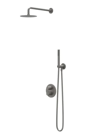 Achat Immédiat IVY Bond Ensemble de douche de tête - encastré - inverseur d’arrêt 2 voies - bras de plafond 15cm - douche de tête slim ronde 25cm - support avec sortie - flexible de douche 150cm - douchette 3 jets - metal black PVD brossé