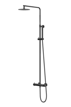 Vente Directe IVY Bond Ensemble de douche pluie - apparent - douche de tête medium 30 cm - douchette satin spray - Chrome noir PVD