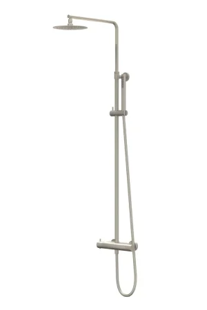 Vente Directe IVY Bond Ensemble de douche de pluie - montage apparent - pomme de douche principale medium 30 cm - douchette satin spray - Nickel brossé PVD