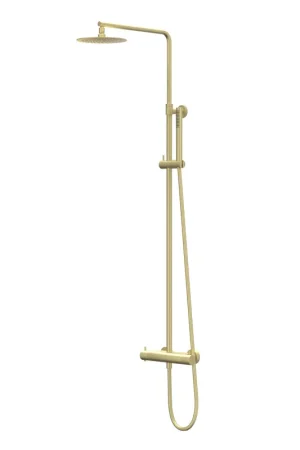 Vente Flash IVY Bond Ensemble de douche pluie - apparent - pomme de douche principale medium 30cm - douchette bâton Finition or brossé mat PVD
