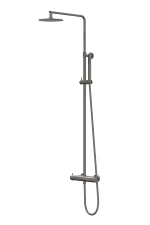 Vente Flash IVY Bond Ensemble de douche pluie - apparent - douche de tête medium 25 cm - douchette à main 3 jets - métal noir brossé PVD