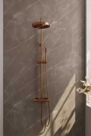 Achat Immédiat BRAUER Stripe Douche de tête thermostatique à poser - SET 01 - Douche de tête 25cm - Douchette à main sur barre - Flexible de douche - Cuivre brossé PVD