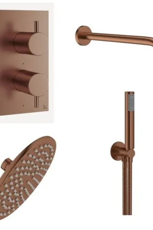 Acheter En Ligne Crosswater MPRO Douche pluie - encastrable -pommeau 20cm - bras de douche mural - douchette stick - Bronze brossé