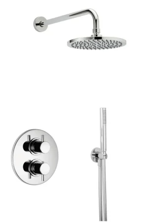 Xenz Duero Ensemble de douche encastré thermostatique avec partie encastrée et set de douchette Inox Réduction