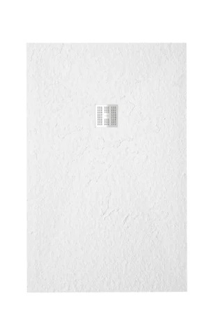 ZEZA Grade receveur de douche - 70x90cm - antidérapant - antibactérien - marbre minéral - rectangulaire - mat blanc Nouvelle Collection