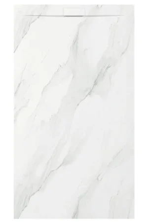 Zenon Essenza Minimal receveur de douche - 120x100cm - antidérapant - antibactérien - marbre minéral - rectangulaire - Marbre blanc (blanc) Bon Marché