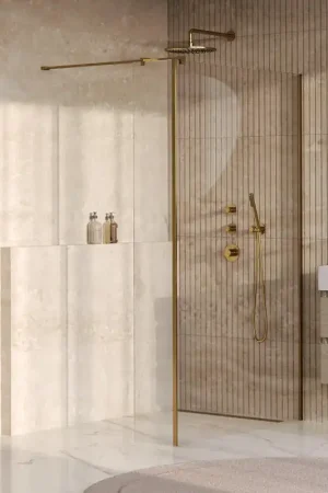 Acheter En Ligne BRAUER Oblivion Paroi de douche à l‘italienne - 110x200cm - paroi latérale 30cm - revêtement en verre - verre transparent - or brossé PVD