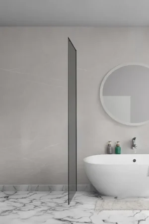 Aqua Vista Oria Cuadra Paroi latérale - 80x200cm - avec kit de montage - pour cabine de douche - verre fumé - noir mat Promotion