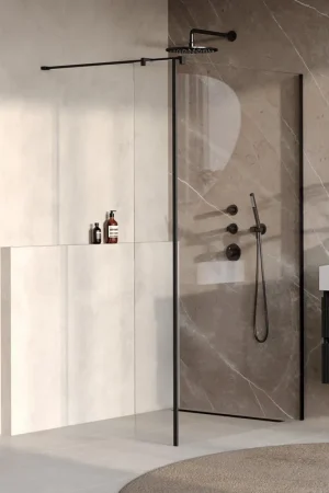 Achetez Aujourd'hui BRAUER Oblivion Douche à l‘italienne - 120x200cm - paroi latérale 30cm - traitement verre - verre clair - noir mat