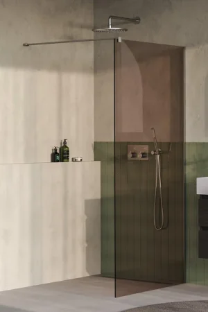 Achat Immédiat BRAUER Oblivion Douche à l‘italienne - 90x200cm - revêtement verre - verre bronze - Inox brossé PVD