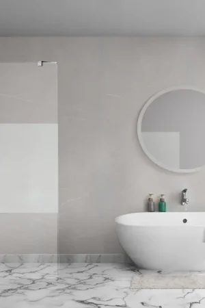 Aqua Vista Arsena Paroi de douche à l‘italienne - 30x200cm - incl. barre de fixation murale - Verre transparent avec bande mate - Chrome Commander Maintenant