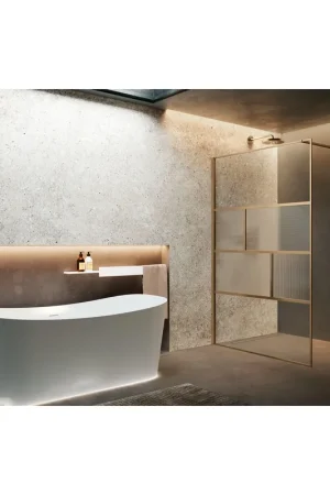 Achat Immédiat Novellini H art Douche à l‘italienne - 100x200cm - Verre strié flute - Bronze brossé (bronze)