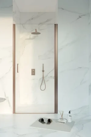 Vente Flash Fortifura Galeria Porte de douche - 70x200 - Profil - verre de sécurité - anti-calcaire - Cuivre brossé PVD (Cuivre)