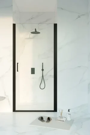 Acheter Direct Fortifura Galeria Porte de douche - 90x200 - Profilé - verre de sécurité - anticalcaire - noir mat
