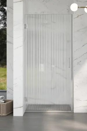 Vente Flash Fortifura Galeria Porte de douche - 200x80cm - 8mm - verre de sécurité - strié - charnières - poignée de porte - Inox brossé PVD - Verre clair