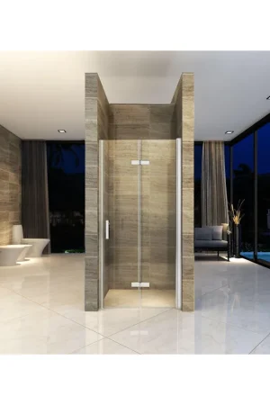 Wiesbaden Maki Porte de niche pliante droite 1000 x 2000 x 8 mm verre clair nano chrome Commander Maintenant