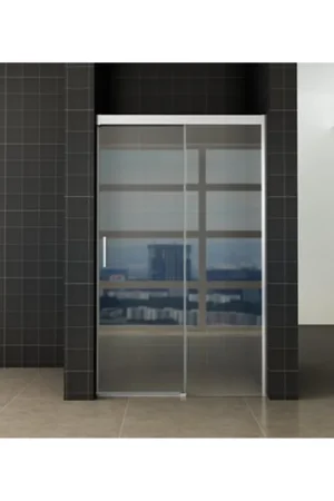 Wiesbaden Puerta porte de niche avec 1 porte coulissante 1100 x 2000 x 8 mm verre clair nano/chrome Quantité Limitée