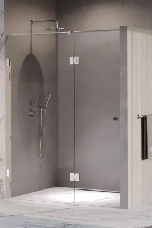 Acheter En Ligne BRAUER Void Carving Porte de niche - 2 pièces - 160x200cm - porte battante de 70cm sur verre - revêtement verre - réversible - verre clair - Chrome