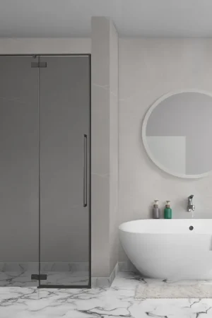 Aqua Vista Oria Linea porte de niche - 120x200cm - set de montage incluse - verre fumé - noir mat Pas Cher