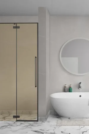 Aqua Vista Oria Linea Porte de niche - 120x200cm - incl. kit de montage - verre champagne - Mat noir Achat Immédiat