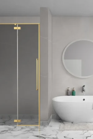 Aqua Vista Oria Linea porte de niche - 120x200cm - incl. kit de montage - verre fumé - or brossé Meilleure Vente
