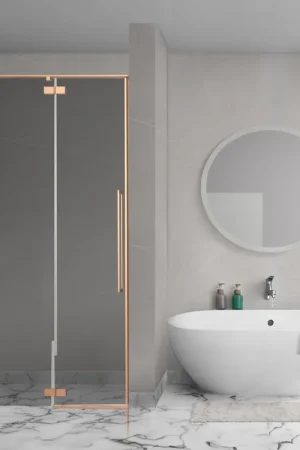Aqua Vista Oria Linea porte de niche - 100x200cm - incl. kit de montage - verre fumé - cuivre brossé Vente Directe