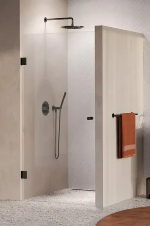 Acheter Direct BRAUER Void Carving Porte de niche - 90x200cm - porte battante - revêtement verre - réversible - verre clair - PVD gunmetal brossé