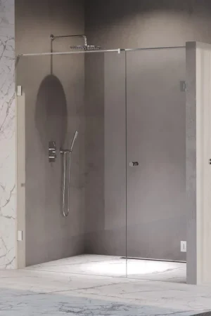 Achetez Aujourd'hui BRAUER Void Carving Porte de niche - 2 pièces - 180x200cm - Porte battante murale 70cm - revêtement verre - réversible - verre clair - Chrome