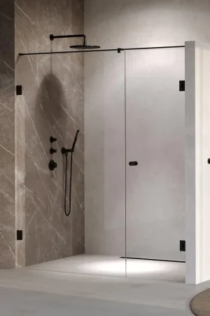 Achat Immédiat BRAUER Void Carving Porte de niche - 2 pièces - 170x200cm - porte battante murale 70cm - revêtement verre - réversible - verre clair - noir mat