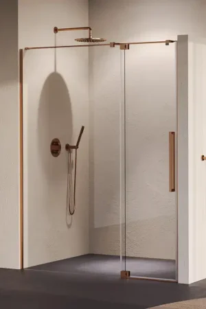 Achetez Aujourd'hui BRAUER Stellar Porte de niche - 2 pièces - 160x200cm - porte battante - revêtement verre - réversible - verre clair - cuivre brossé PVD