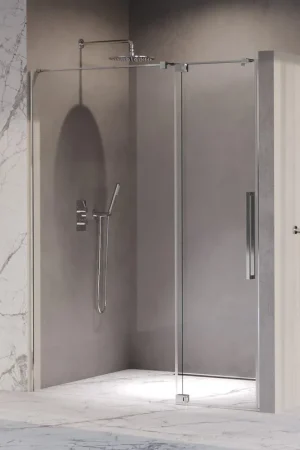 Acheter Direct BRAUER Stellar Porte de niche - 2 pièces - 140x200cm - porte battante - revêtement de verre - réversible - verre clair - Chrome