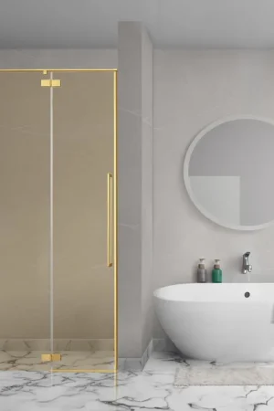 Aqua Vista Oria Linea porte de niche - 80x200cm - incl. kit de montage - verre champagne - or brossé Expédié Aujourd'hui