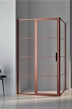 Aqua Vista Triple Porte pivotante - 120x200cm - 8mm - verre clair - élément de cabine d‘angle - cuivre brossé Offre Du Jour