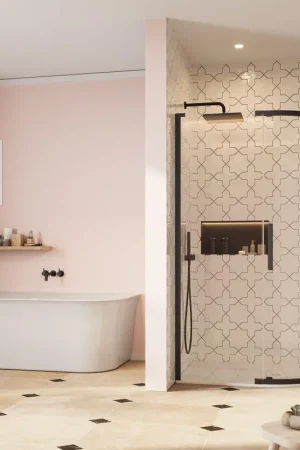 Vente Flash Crosswater Asura Porte de douche quart de cercle - 8mm - 120x90cm - avec paroi latérale - poignée cannelée - noir mat