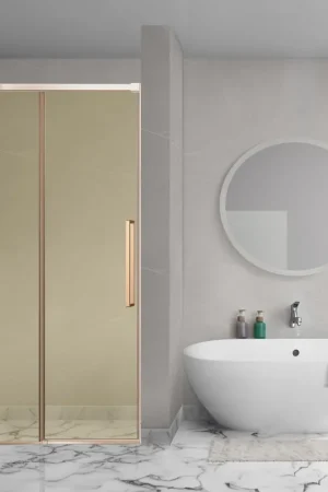 Aqua Vista Lokla Linea porte de niche - 130x200cm - kit de montage incluse - verre champagne - cuivre brossé Petit Prix