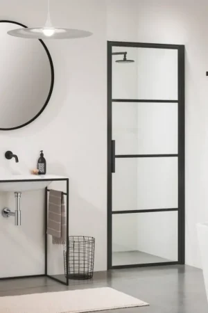 Achat Immédiat Sealskin Soho porte 1 pièce version droite 90x210cm verre noir-transparent