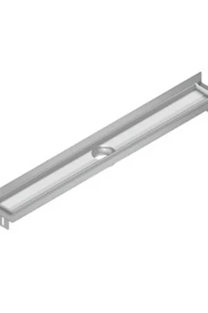 Aco FlexDrain E ShowerDrain Caniveau de douche en acier inoxydable rehausse avec bride murale 687mm (sans grille/corps de siphon/anti-odeur) avec sortie verticale Nouvelle Collection