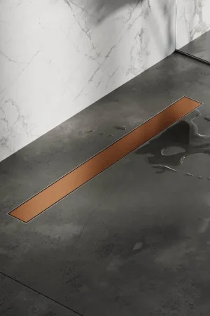 Brauer Caniveau de douche - 70x7.5cm - bride de plancher - grille carrelable réversible - acier inoxydable - cuivre brossé Marque