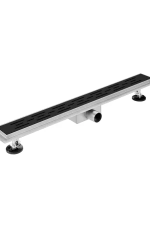 Acheter Direct Fortifura Galeria Caniveau de douche 110cm avec caillebotis et bride de sol noir mat