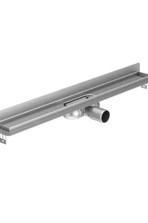 Aco ShowerDrain C caniveau de douche rebord mural sans grille 88,5cm profondeur d‘‘encastrement 6,5cm avec sortie latérale inox Commander Vite
