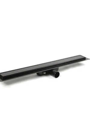 Aco ShowerDrain C caniveau de douche acier inoxydable avec bride de plancher avec grille massive, 70mm de large, garde d‘odeur 30mm 685mm profondeur d‘encastrement 65mm avec sortie latérale noir signal Achat Immédiat