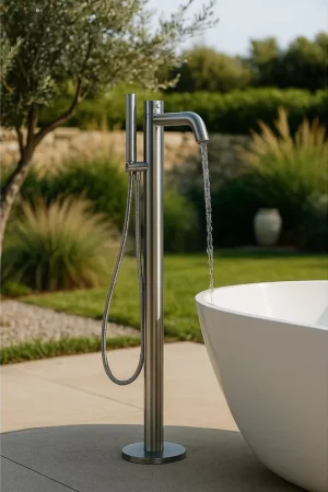Fortifura Outdoor Robinet de baignoire sur pied inox brossé Haute Qualité